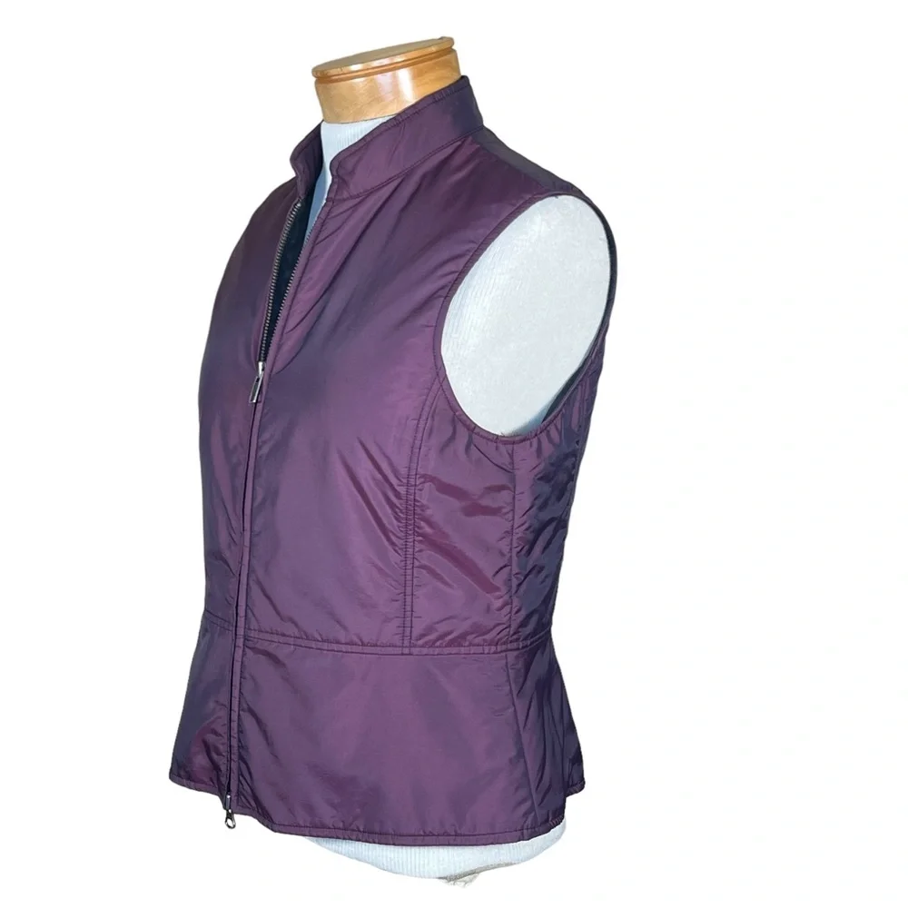 Nine West Vintage Lightweight Plum Colored Zip Front Nylon Blend Vest Small EUC